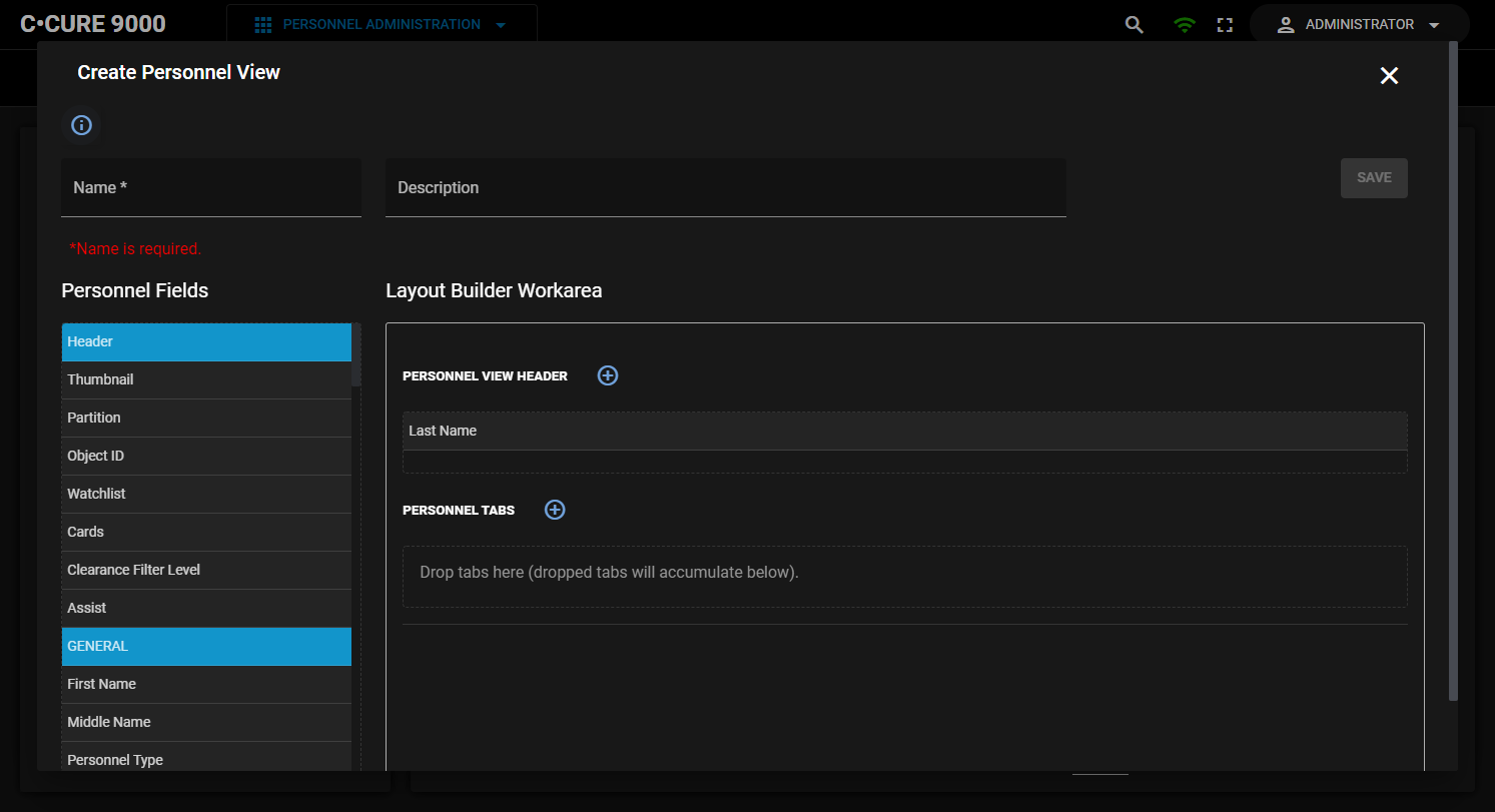Image of the Personnel View editor